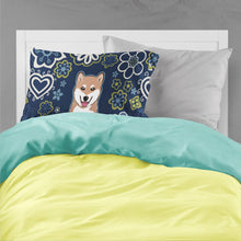Load image into Gallery viewer, Blue Flowers Shiba Inu Fabric Standard Pillowcase – Artistic Decorative Front, White Back BB5076PILLOWCASE