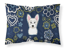 Load image into Gallery viewer, Blue Flowers Westie Fabric Standard Pillowcase – Artistic Decorative Front, White Back BB5077PILLOWCASE