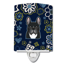 Load image into Gallery viewer, Blue Flowers French Bulldog Ceramic Night Light BB5078CNL