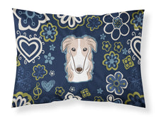 Load image into Gallery viewer, Blue Flowers Borzoi Fabric Standard Pillowcase – Artistic Decorative Front, White Back BB5079PILLOWCASE