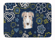 Load image into Gallery viewer, Blue Flowers Borzoi Machine Washable Memory Foam Mat BB5079RUG