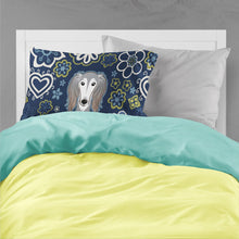 Load image into Gallery viewer, Blue Flowers Saluki Fabric Standard Pillowcase – Artistic Decorative Front, White Back BB5080PILLOWCASE