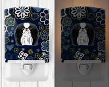 Load image into Gallery viewer, Blue Flowers Japanese Chin Ceramic Night Light BB5081CNL