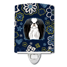 Load image into Gallery viewer, Blue Flowers Japanese Chin Ceramic Night Light BB5081CNL