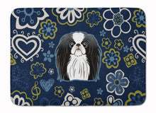 Load image into Gallery viewer, Blue Flowers Japanese Chin Machine Washable Memory Foam Mat BB5081RUG