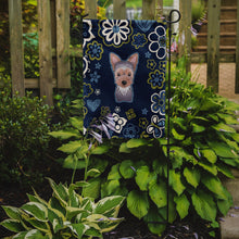 Load image into Gallery viewer, Blue Flowers Yorkie Puppy Garden Flag - Outdoor Decorative Yard Flag BB5083GF