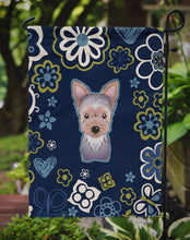 Load image into Gallery viewer, Blue Flowers Yorkie Puppy Garden Flag - Outdoor Decorative Yard Flag BB5083GF