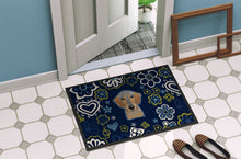 Load image into Gallery viewer, Blue Flowers Wirehaired Dachshund Doormat - 18x27 Decorative Floor Mat – Indoor/Outdoor Rug with Artistic Flair BB5084MAT