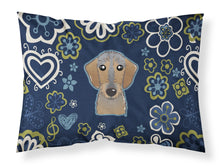 Load image into Gallery viewer, Blue Flowers Wirehaired Dachshund Fabric Standard Pillowcase – Artistic Decorative Front, White Back BB5084PILLOWCASE