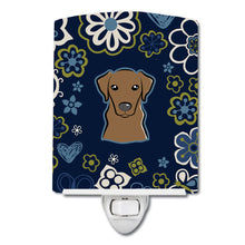 Load image into Gallery viewer, Blue Flowers Chocolate Labrador Ceramic Night Light BB5085CNL