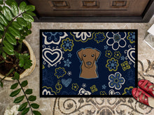 Load image into Gallery viewer, Blue Flowers Chocolate Labrador Doormat - 18x27 Decorative Floor Mat – Indoor/Outdoor Rug with Artistic Flair BB5085MAT