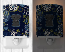 Load image into Gallery viewer, Blue Flowers Black Labrador Ceramic Night Light BB5086CNL