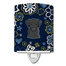 Load image into Gallery viewer, Blue Flowers Black Labrador Ceramic Night Light BB5086CNL