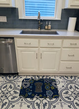 Load image into Gallery viewer, Blue Flowers Black Labrador Machine Washable Memory Foam Mat BB5086RUG
