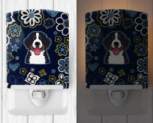 Load image into Gallery viewer, Blue Flowers Bernese Mountain Dog Ceramic Night Light BB5088CNL