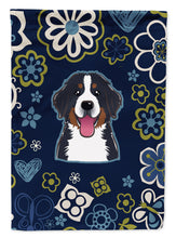 Load image into Gallery viewer, Blue Flowers Bernese Mountain Dog Garden Flag - Outdoor Decorative Yard Flag