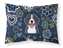 Load image into Gallery viewer, Blue Flowers Bernese Mountain Dog Fabric Standard Pillowcase – Artistic Decorative Front, White Back BB5088PILLOWCASE