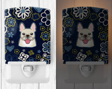 Load image into Gallery viewer, Blue Flowers French Bulldog Ceramic Night Light BB5089CNL