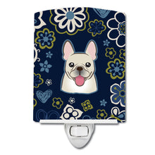 Load image into Gallery viewer, Blue Flowers French Bulldog Ceramic Night Light BB5089CNL