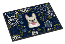 Load image into Gallery viewer, Blue Flowers French Bulldog Doormat - 18x27 Decorative Floor Mat – Indoor/Outdoor Rug with Artistic Flair BB5089MAT