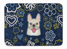 Load image into Gallery viewer, Blue Flowers French Bulldog Machine Washable Memory Foam Mat BB5089RUG