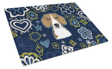 Load image into Gallery viewer, Blue Flowers Beagle Glass Cutting Boards – Durable, Decorative Kitchen Art Large BB5090LCB