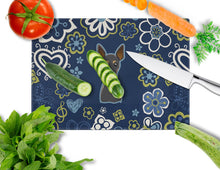 Load image into Gallery viewer, Blue Flowers Min Pin Glass Cutting Boards – Durable, Decorative Kitchen Art Large BB5091LCB