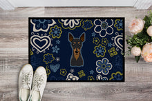 Load image into Gallery viewer, Blue Flowers Min Pin Doormat - 18x27 Decorative Floor Mat – Indoor/Outdoor Rug with Artistic Flair BB5091MAT