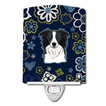 Load image into Gallery viewer, Blue Flowers Border Collie Ceramic Night Light BB5092CNL