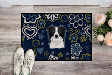 Load image into Gallery viewer, Blue Flowers Border Collie Doormat - 18x27 Decorative Floor Mat – Indoor/Outdoor Rug with Artistic Flair BB5092MAT