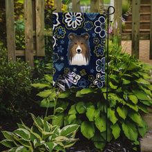 Load image into Gallery viewer, Blue Flowers Sheltie Garden Flag - Outdoor Decorative Yard Flag BB5093GF