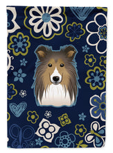 Load image into Gallery viewer, Blue Flowers Sheltie Garden Flag - Outdoor Decorative Yard Flag BB5093GF