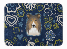 Load image into Gallery viewer, Blue Flowers Sheltie Machine Washable Memory Foam Mat BB5093RUG