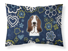 Load image into Gallery viewer, Blue Flowers Basset Hound Fabric Standard Pillowcase – Artistic Decorative Front, White Back BB5094PILLOWCASE