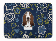 Load image into Gallery viewer, Blue Flowers Basset Hound Machine Washable Memory Foam Mat BB5094RUG