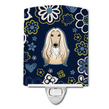 Load image into Gallery viewer, Blue Flowers Afghan Hound Ceramic Night Light BB5095CNL