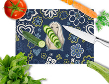Load image into Gallery viewer, Blue Flowers Afghan Hound Glass Cutting Boards – Durable, Decorative Kitchen Art Large BB5095LCB