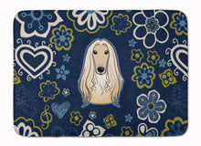 Load image into Gallery viewer, Blue Flowers Afghan Hound Machine Washable Memory Foam Mat BB5095RUG