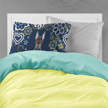 Load image into Gallery viewer, Blue Flowers Doberman Pinscher Fabric Standard Pillowcase – Artistic Decorative Front, White Back BB5096PILLOWCASE