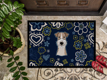Load image into Gallery viewer, Blue Flowers Wire Haired Fox Terrier Doormat - 24x36 Decorative Floor Mat – Indoor/Outdoor Rug with Artistic Flair BB5098JMAT