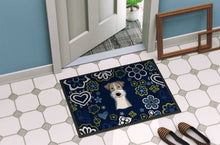 Load image into Gallery viewer, Blue Flowers Wire Haired Fox Terrier Doormat - 24x36 Decorative Floor Mat – Indoor/Outdoor Rug with Artistic Flair BB5098JMAT