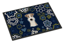 Load image into Gallery viewer, Blue Flowers Wire Haired Fox Terrier Doormat - 24x36 Decorative Floor Mat – Indoor/Outdoor Rug with Artistic Flair BB5098JMAT
