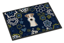 Load image into Gallery viewer, Blue Flowers Wire Haired Fox Terrier Doormat - 18x27 Decorative Floor Mat – Indoor/Outdoor Rug with Artistic Flair BB5098MAT
