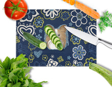 Load image into Gallery viewer, Blue Flowers Papillon Glass Cutting Boards – Durable, Decorative Kitchen Art Large BB5099LCB