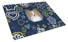 Load image into Gallery viewer, Blue Flowers Papillon Glass Cutting Boards – Durable, Decorative Kitchen Art Large BB5099LCB