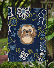 Load image into Gallery viewer, Blue Flowers Chocolate Brown Shih Tzu Garden Flag - Outdoor Decorative Yard Flag BB5100GF