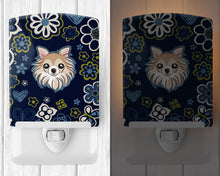 Load image into Gallery viewer, Blue Flowers Chihuahua Ceramic Night Light BB5102CNL