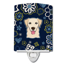 Load image into Gallery viewer, Blue Flowers Golden Retriever Ceramic Night Light BB5103CNL