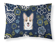 Load image into Gallery viewer, Blue Flowers Sable Corgi Fabric Standard Pillowcase – Artistic Decorative Front, White Back BB5104PILLOWCASE