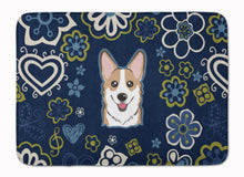 Load image into Gallery viewer, Blue Flowers Sable Corgi Machine Washable Memory Foam Mat BB5104RUG